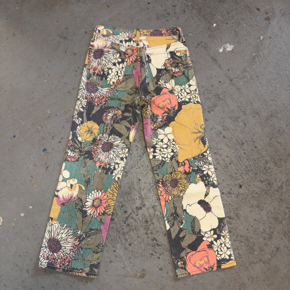 Mother The Rambler Zip Ankle Jeans 27 Build Me Up Buttercup Floral Wide Leg Pant - Picture 8 of 8